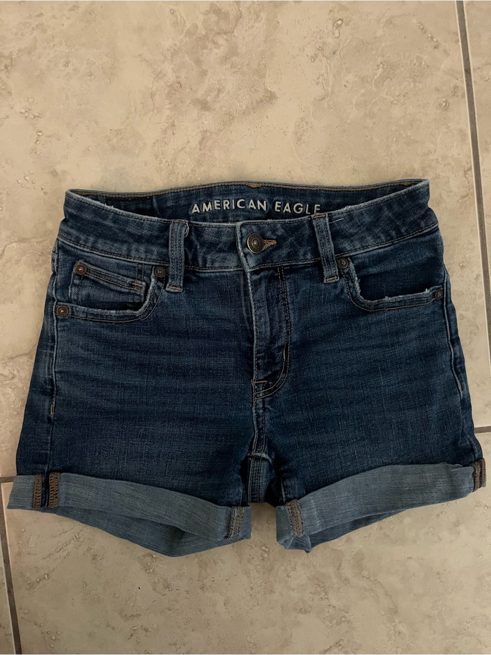 American Eagle Outfitters Distressed Rolled Cuff Denim Shorts Size 0